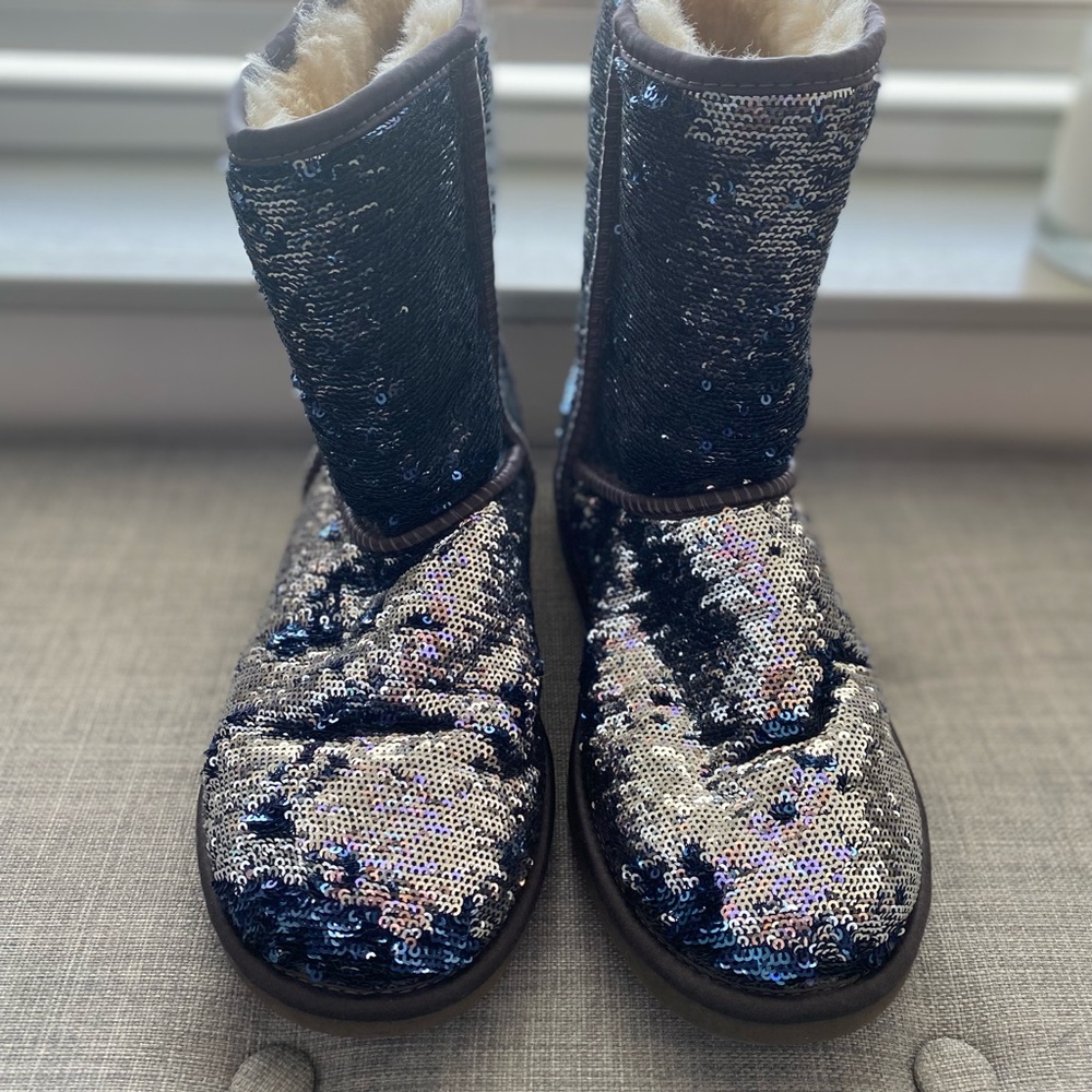 Ugg Boots. Navy/purple sequins. Size 8.